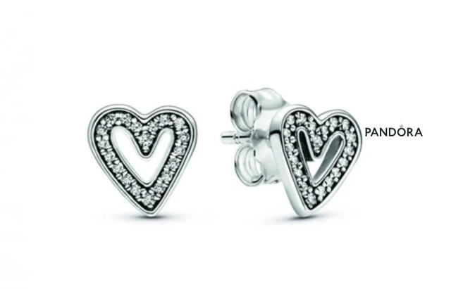 Clous d'Oreilles Esquisse de Cœurs Scintillants Pandora Moments Argent 925/1000ᵉ