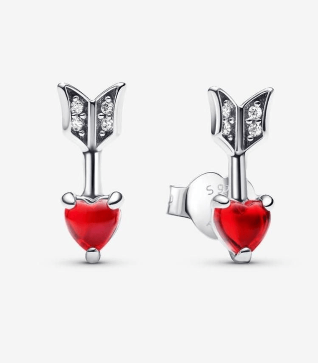 Clous d’Oreilles Flèche & Cœur en Verre de Murano