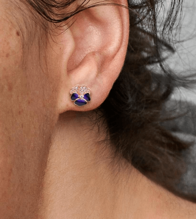 Clous d'Oreilles Pensée Violet Foncé