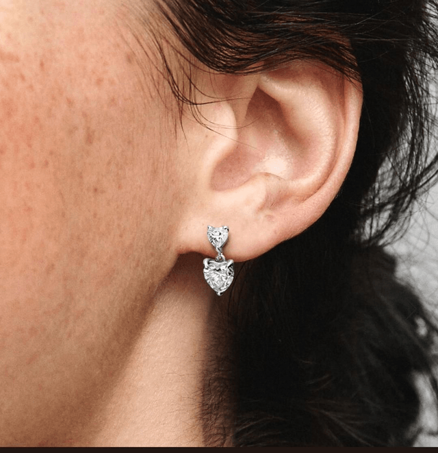 Clous d'Oreilles Scintillants Cœur Double
Argent 925/1000e