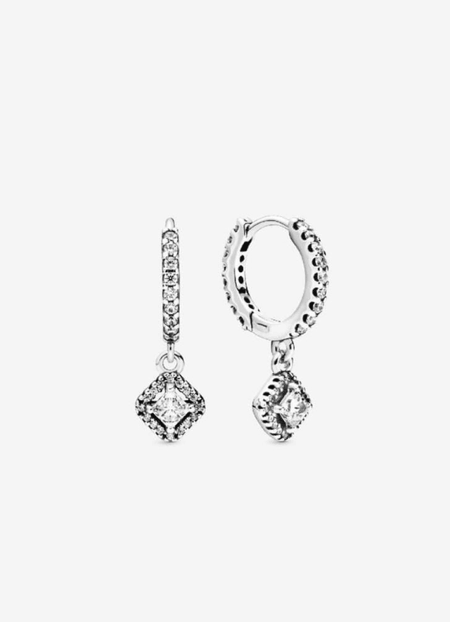 Boucles d&#039;oreilles créoles carrées scintillantes
Argent sterling