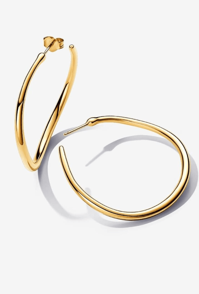 Boucles d&#039;Oreilles Créoles Ouvertes de Forme Organique 42 mm
Métal Doré