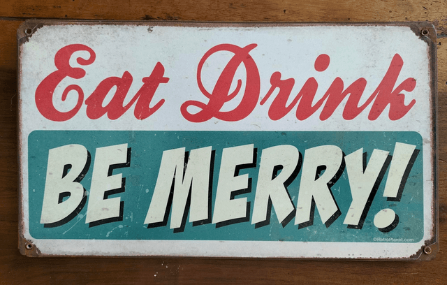 Plaque métal tôle épaisse/ Be merry/ aspect vintage / occasion T.B.E